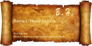 Berei Henrietta névjegykártya